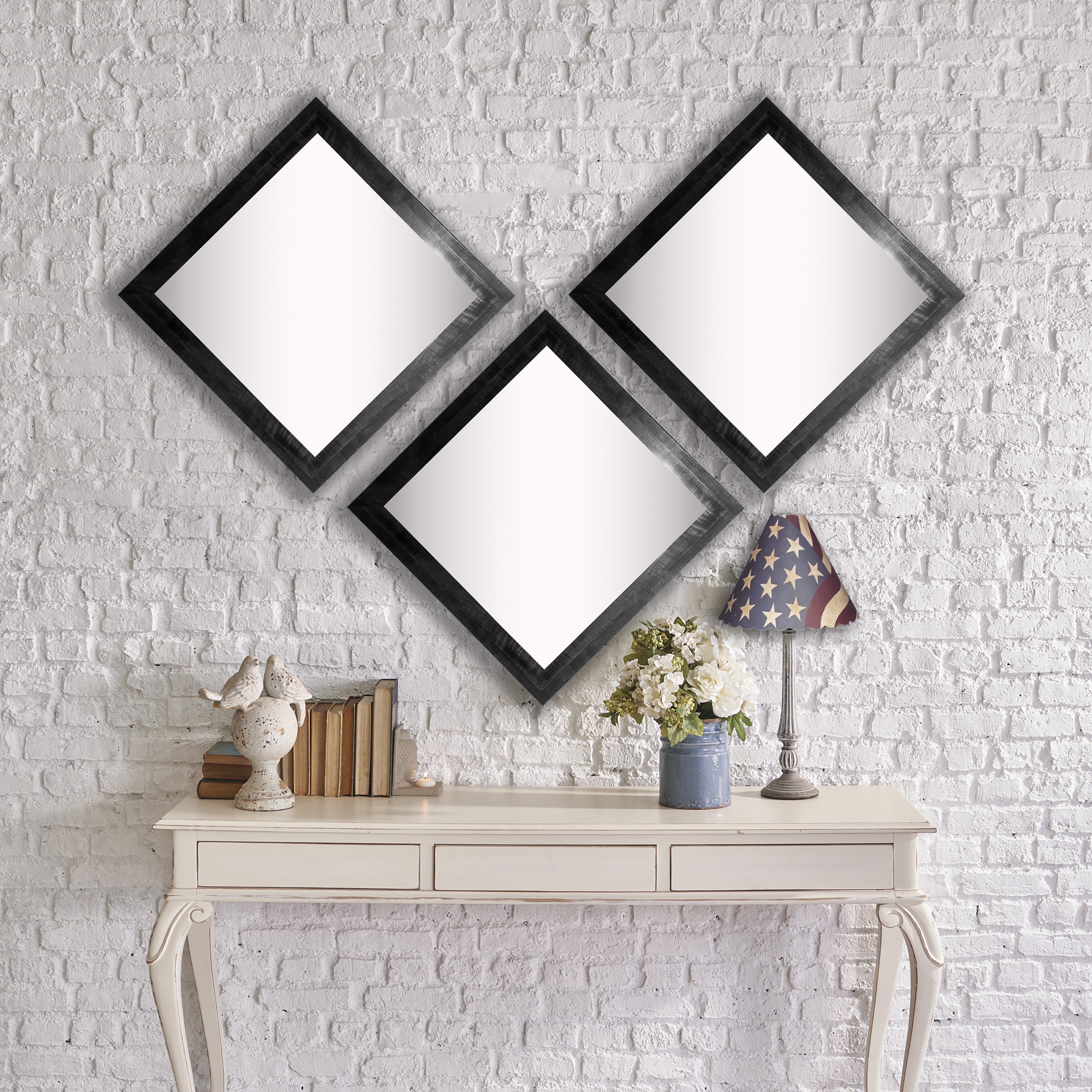 American Made Rayne Black Superior Square Wall Mirror (S012S Set