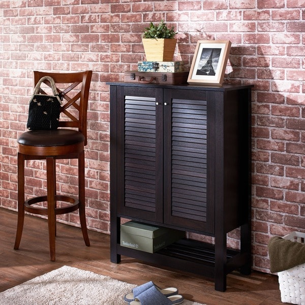 Furniture of America Pilton Cappuccino Slatted 5 shelf Shoe Cabinet