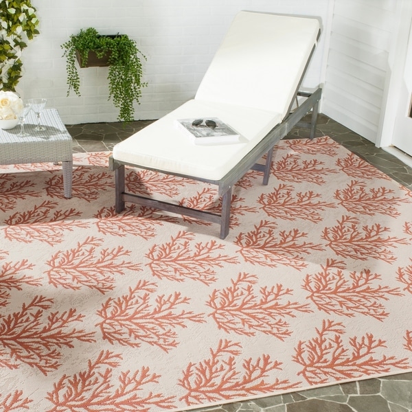 Shop Safavieh Courtyard Coral Beige/ Terracotta Indoor/ Outdoor Rug - 9