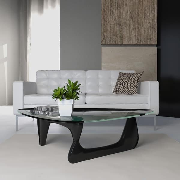 Leisuremod Imperial Triangle Coffee Table With Black Wood Base On Sale Overstock 10470108