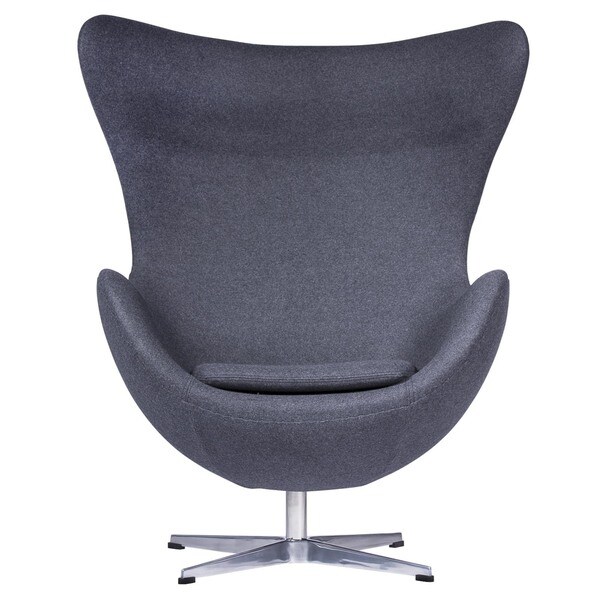 LeisureMod Modena Dark Grey Wool Modern Accent Lounge Chair W