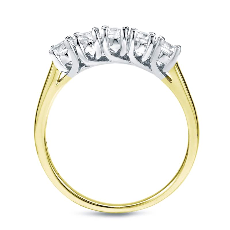 Auriya 14k Two-Tone Gold 1/2ctw 5-Stone Diamond Wedding Band