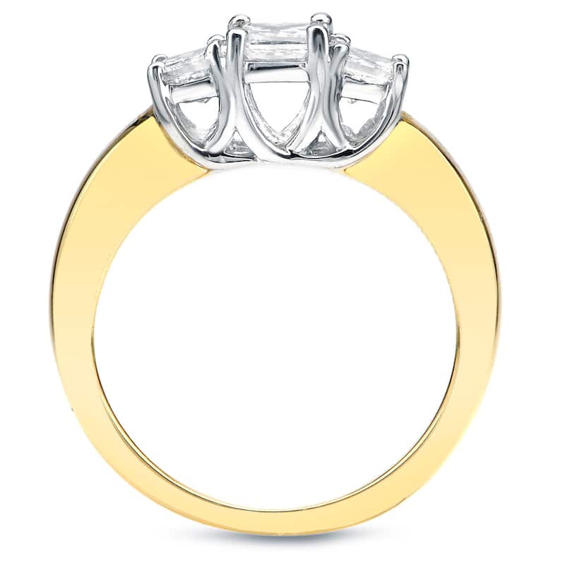 Auriya Classic 1ctw Princess-Cut 3-Stone Diamond Engagement Ring 14k Two-Tone Gold
