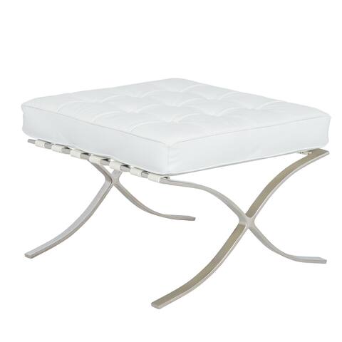 LeisureMod Bellefonte Modern Leather Pavilion Ottoman Foot Rest
