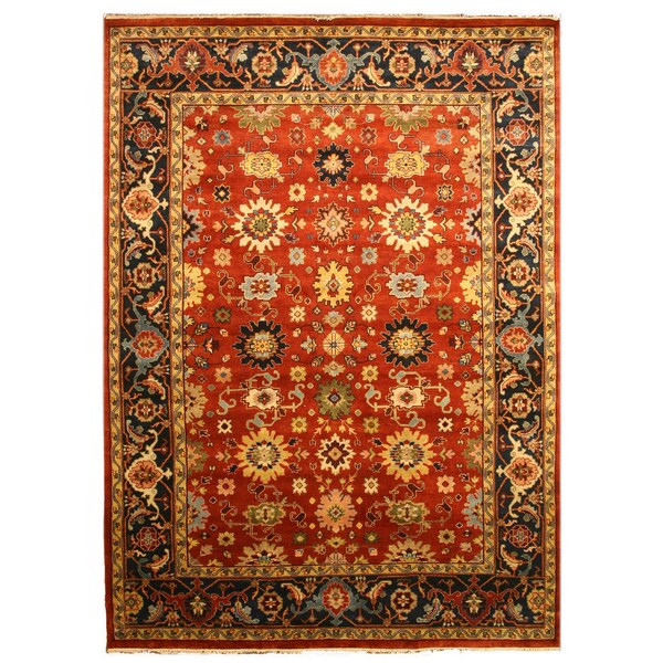 Hand-knotted Wool Rust Traditional Oriental Super Mahal Rug - 4' x 6'