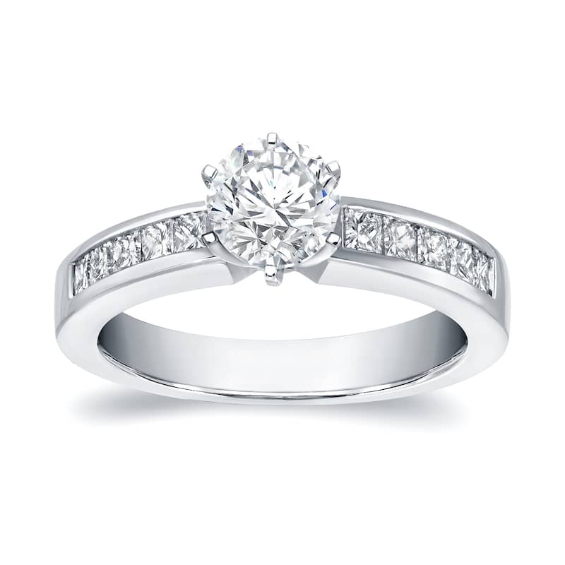 Auriya 6-Prong 1ct TDW Round Diamond Engagement Ring 14k White Gold