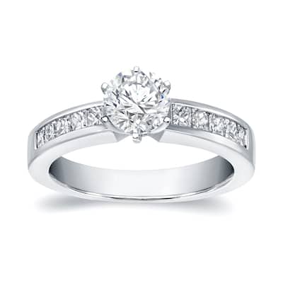 Auriya 6-Prong 1ct TDW Round Diamond Engagement Ring 14k White Gold