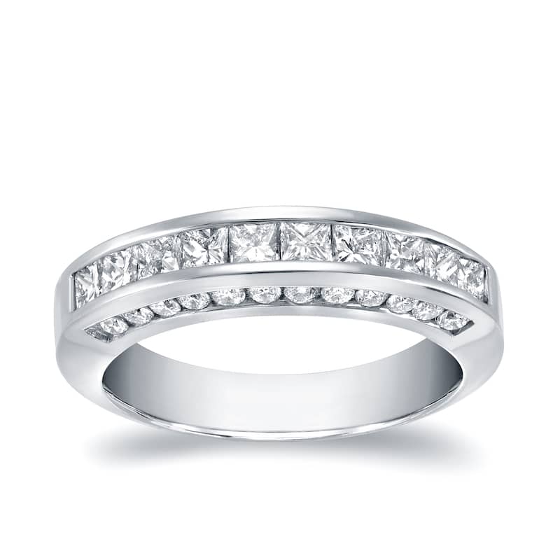 Auriya 14k Gold 1ctw Princess-Cut Channel Diamond Wedding Band
