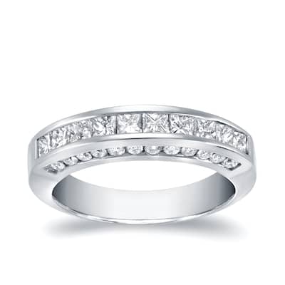 Auriya 14k Gold 1ctw Princess-Cut Channel Diamond Wedding Band