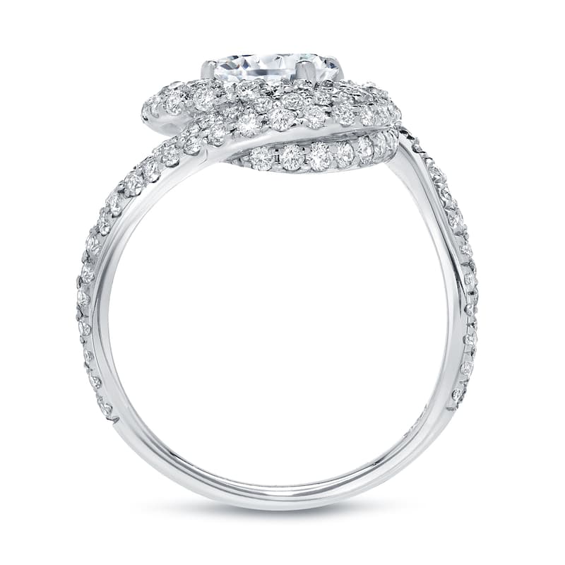 Auriya Fancy Swirl 2 1/3ctw Pave Halo Diamond Engagement Ring 14k White Gold (D-E, SI2-SI3)