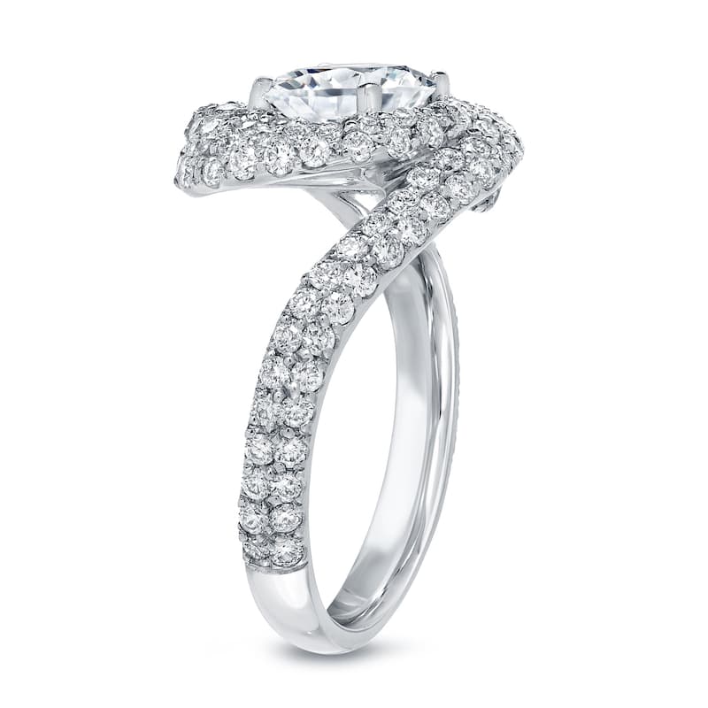 Auriya Fancy Swirl 2 1/3ctw Pave Halo Diamond Engagement Ring 14k White Gold (D-E, SI2-SI3)