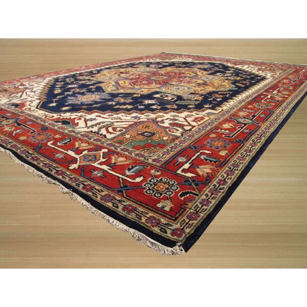 Hand-knotted Wool Navy Traditional Oriental Serapi Area Rug