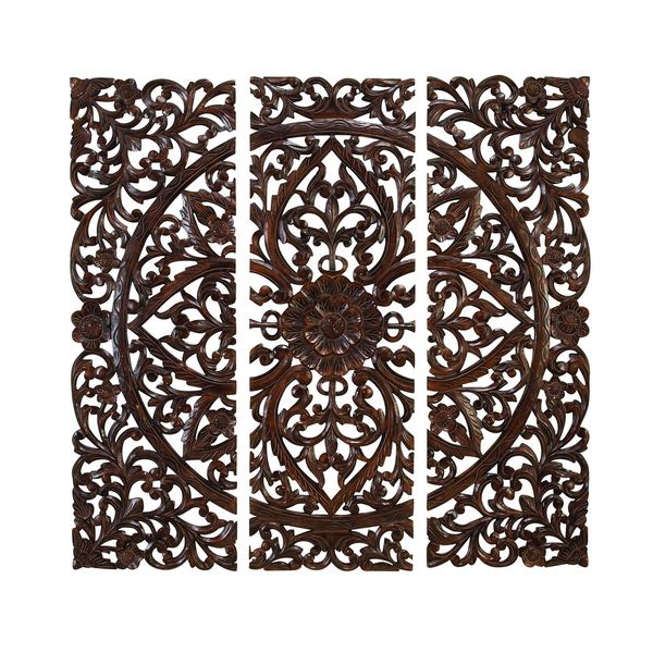 48-inch Wood Carved Plaque (Set of 3)