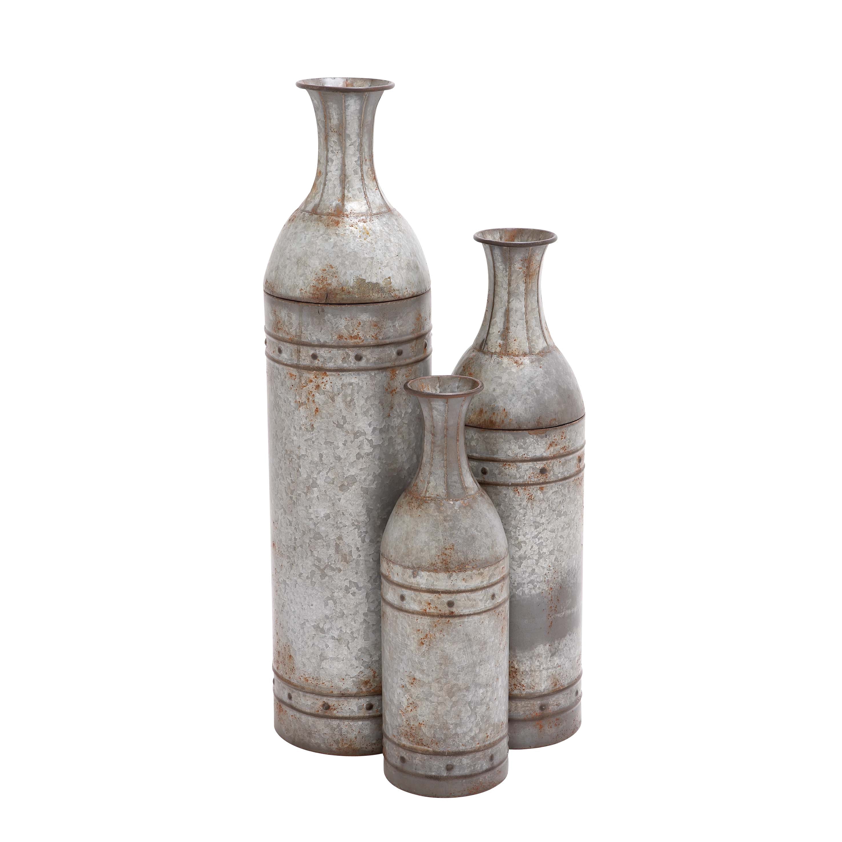 Shop The Gray Barn Jartop Grey Metal Cylinder Vase Set Of 3 On