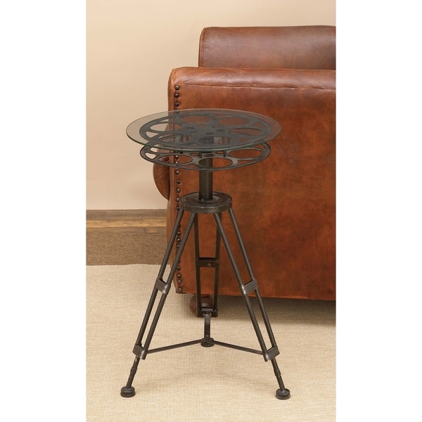 Eclectic 25 Inch Black Classic Camera Reel Accent Table by Studio 3.50