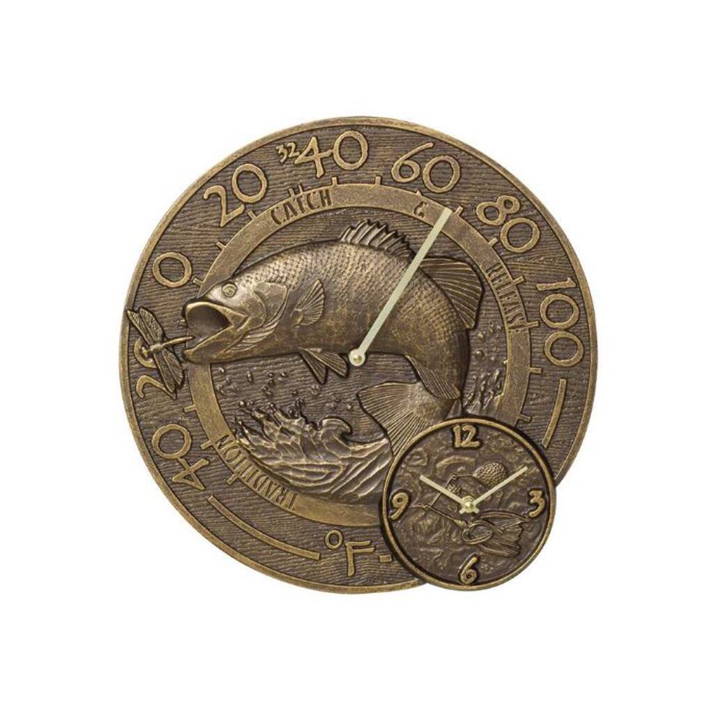 Whitehall Bass Thermometer Clock - French Bronze