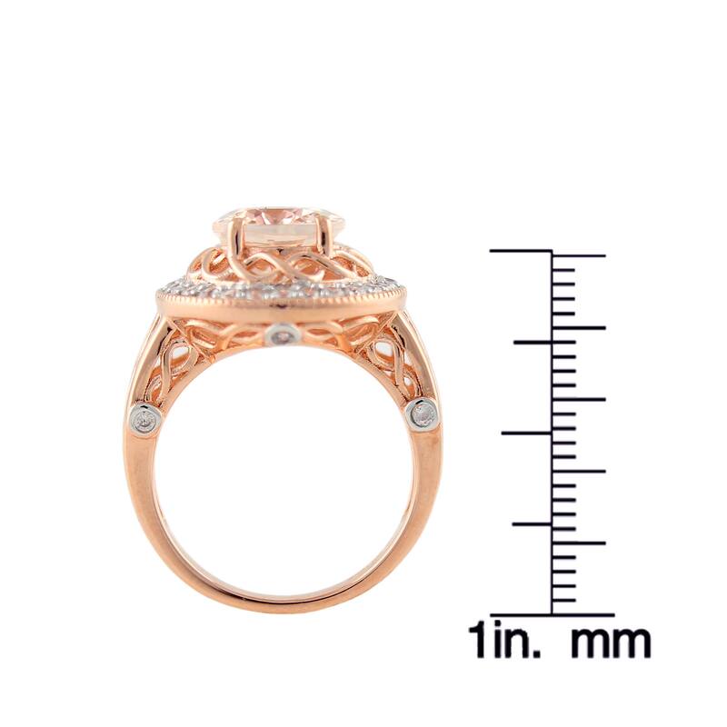 Sterling Silver 4 1/10ct Oval Morganite White Zircon Halo Ring