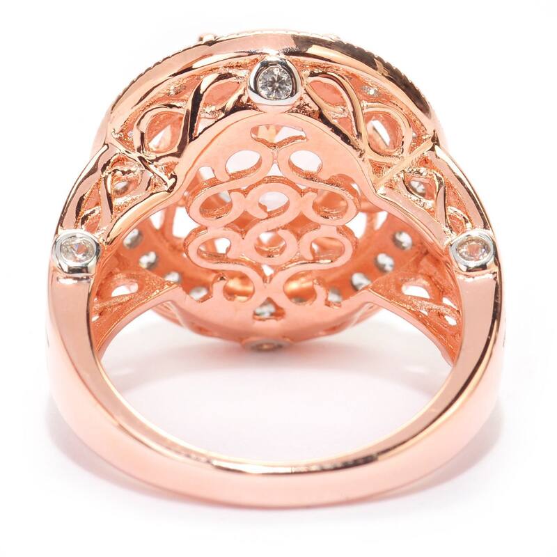 Sterling Silver 4 1/10ct Oval Morganite White Zircon Halo Ring