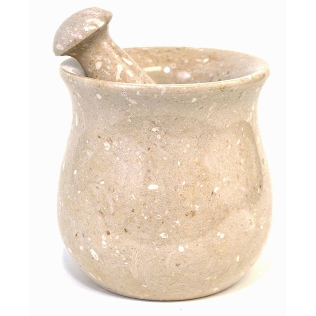 Nature Home Decor Sahara Beige Marble Mortar and Pestle