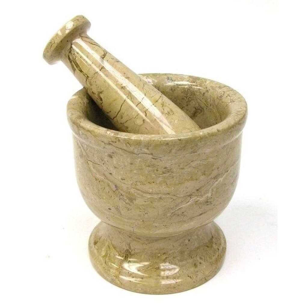 Nature Home Decor Sahara Beige Marble Mortar and Pestle