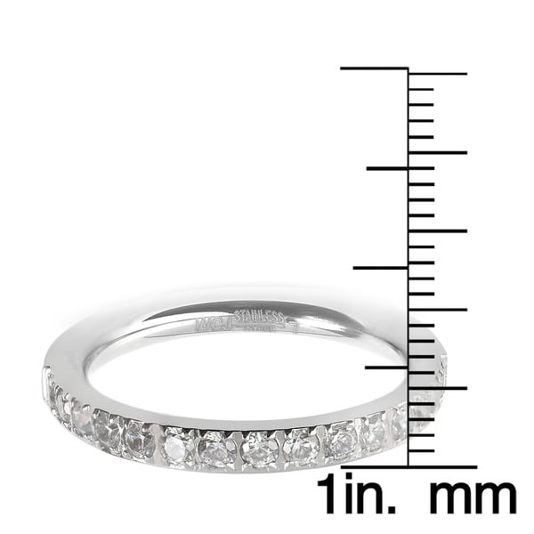 Women's Stainless Steel Polished Cubic Zirconia Band - Silver