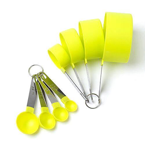 Cook's Corner 8 Piece Lime Green Stainless Steel Measuring Cup and Spoon Set