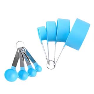 8pcs Stainless Steel Measuring Cups Spoons Kitchen Baking Cooking Tools Set, Blue