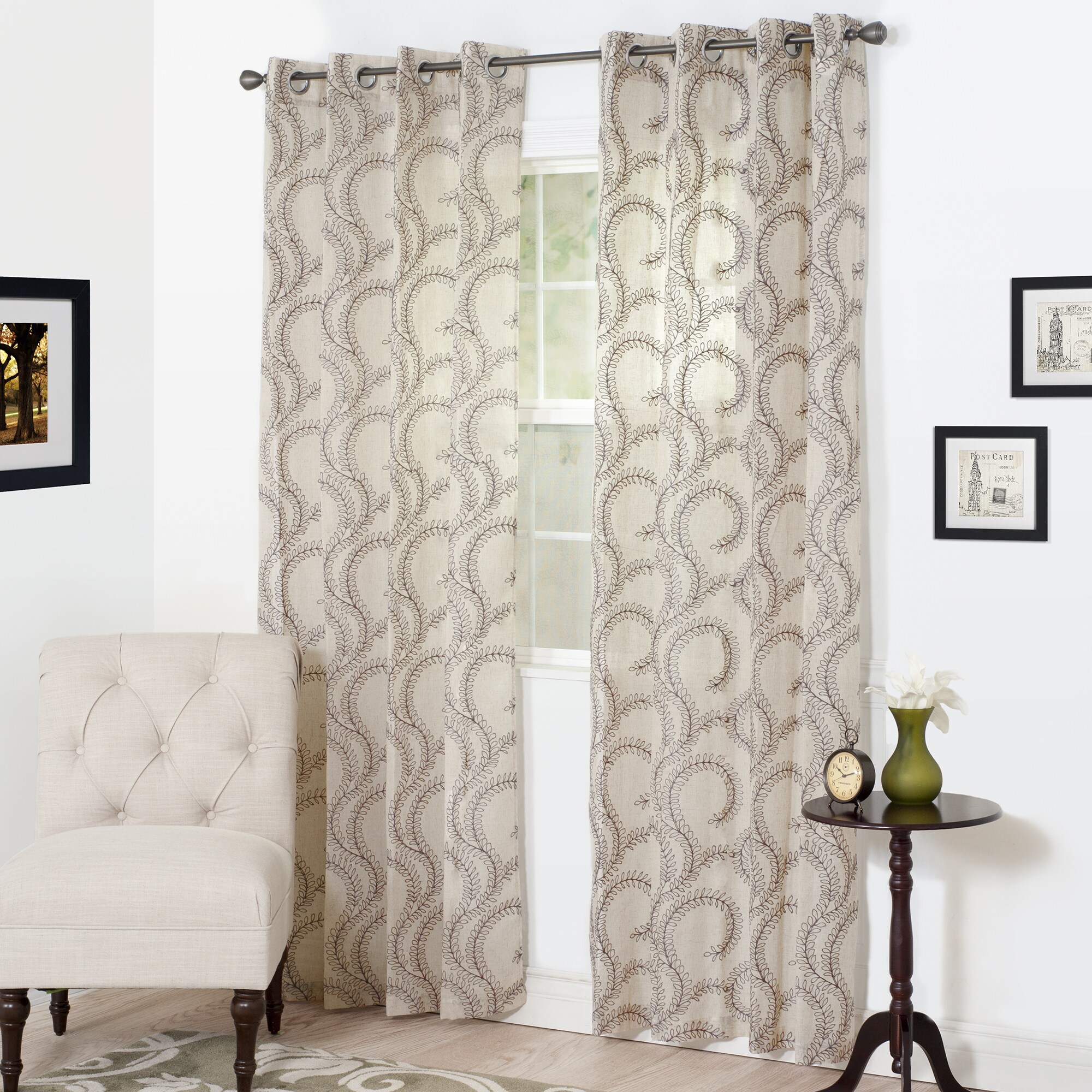 Shop Windsor Home Lauren Embroidered Curtain Panel Free Shipping
