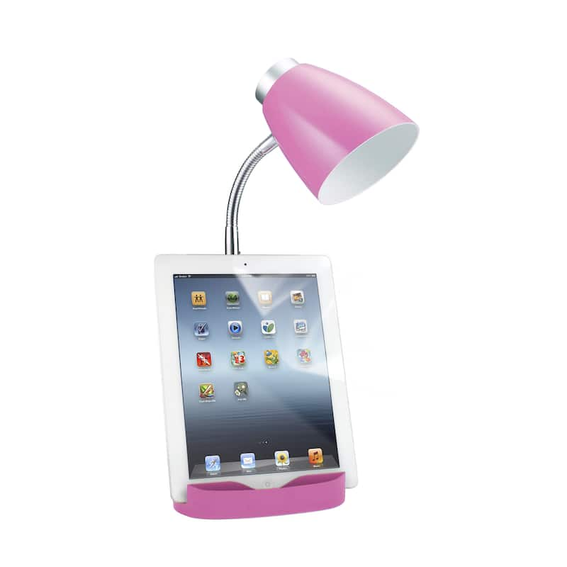 Limelights Gooseneck Organizer Desk Lamp with Pink iPad Tablet Stand