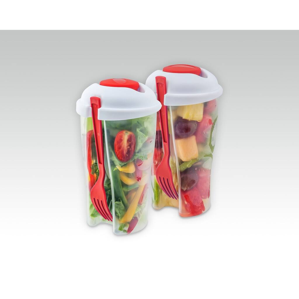 Red Salad-to-Go Container (Set of 2)
