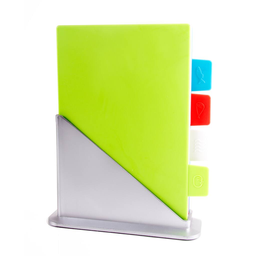 Color Coded Chopping Board with Stand 5-piece Set