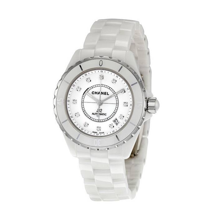 Chanel Women's H1629 J12 Automatic Round White Ceramic Bracelet Watch
