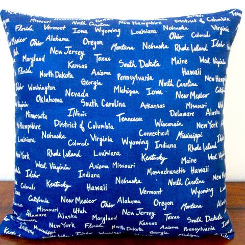 Artisan Pillows 20-inch All the United States Canvas in Navy Blue Modern Accent Throw Pillow Cover