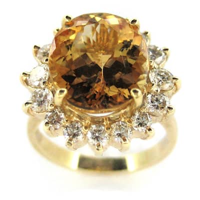 Kabella Luxe 14k Yellow Gold Imperial Topaz 1ct TDW Diamond Cocktail Ring (G-H, SI1-SI2)