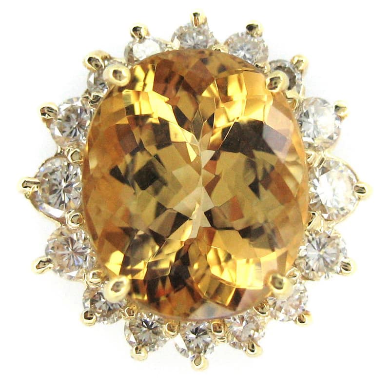 Kabella Luxe 14k Yellow Gold Imperial Topaz 1ct TDW Diamond Cocktail Ring (G-H, SI1-SI2)