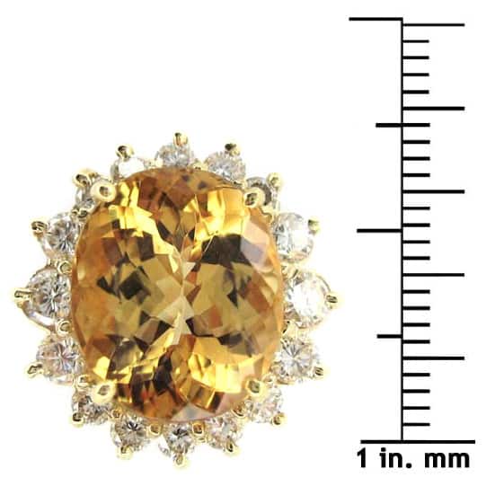 Kabella Luxe 14k Yellow Gold Imperial Topaz 1ct TDW Diamond Cocktail Ring (G-H, SI1-SI2)