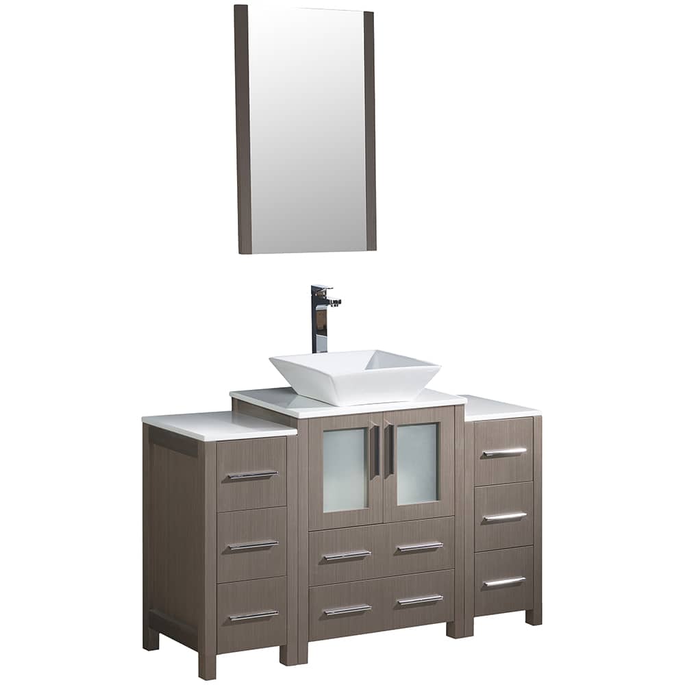 Fresca Torino 48-inch Grey Oak Modern Bathroom Vanity w/ 2 Side Cabinets & Vessel Sink