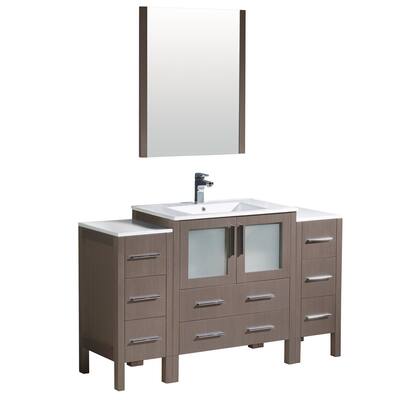 Fresca Torino 54-inch Grey Oak Modern Bathroom Vanity with 2 Side Cabinets & Integrated Sink