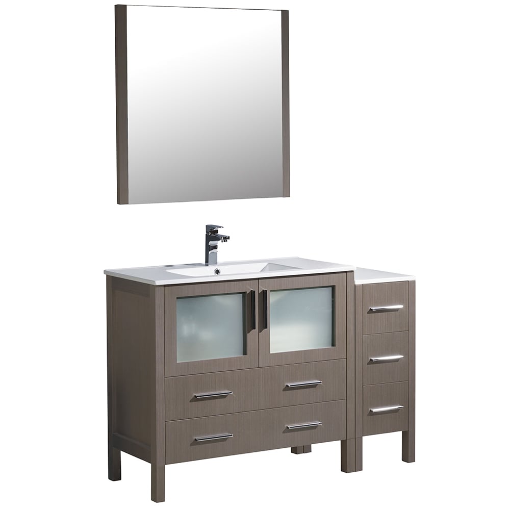 Shop Fresca Torino 48 Inch Grey Oak Modern Bathroom Vanity With Side Cabinet Integrated Sink Overstock 10474029