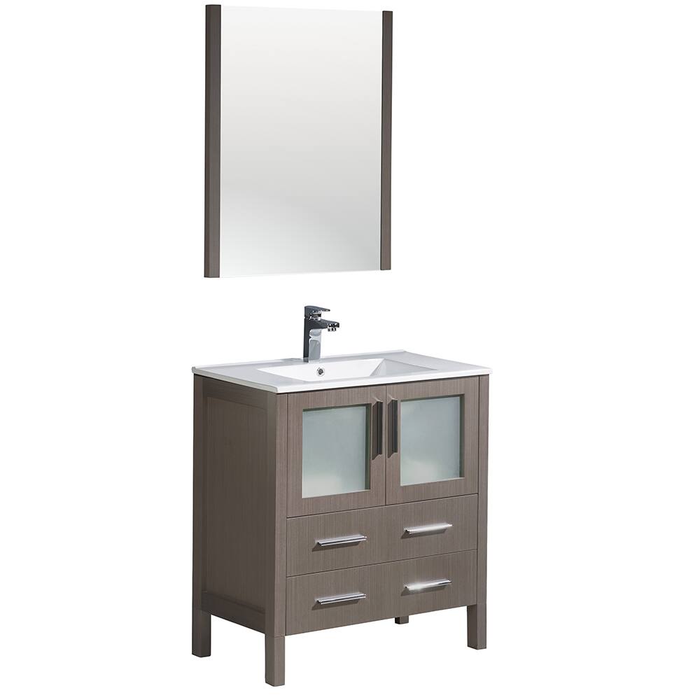 Fresca Torino 30-inch Grey Oak Modern Bathroom Vanity with Integrated Sink