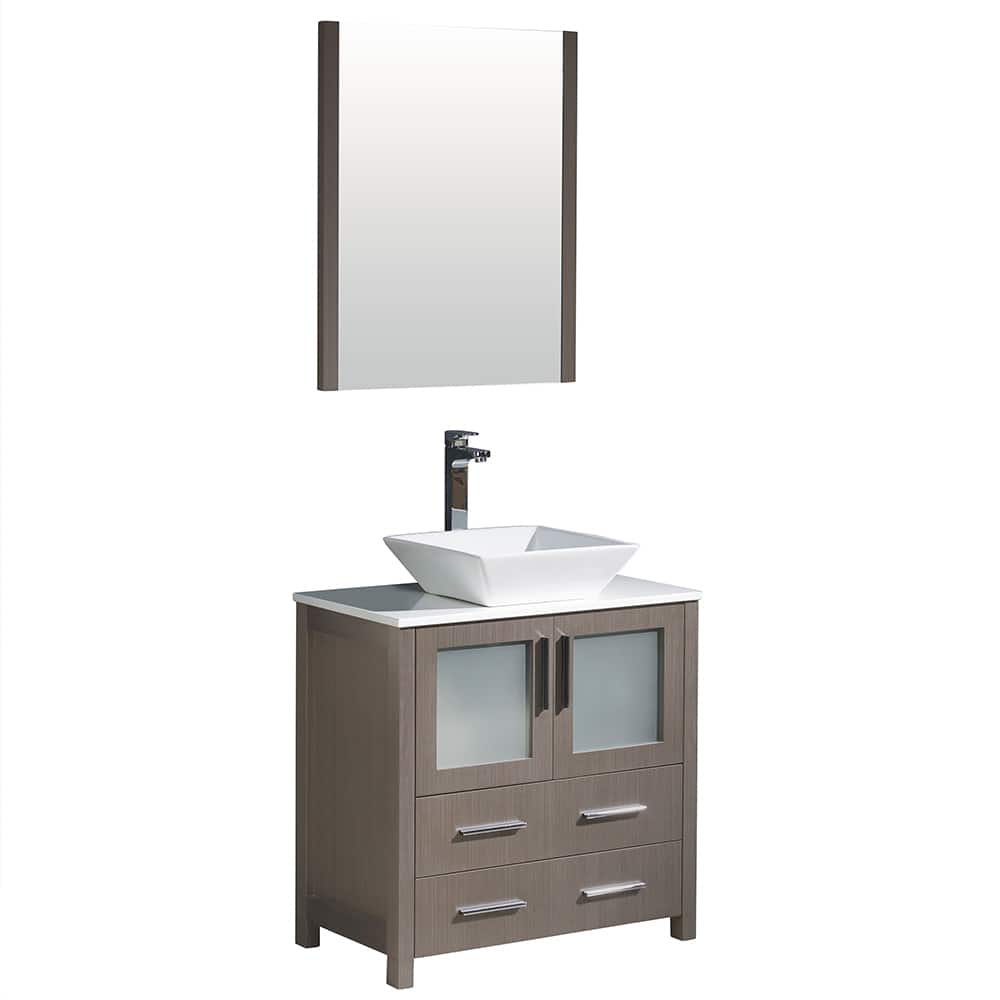Fresca Torino 30-inch Grey Oak Modern Bathroom Vanity with Vessel Sink