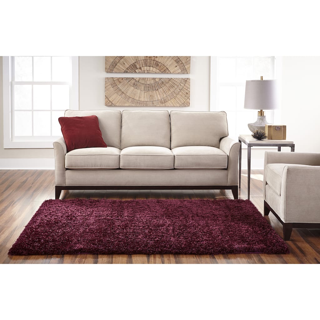 Spaces Homeandbeyond Maroon Eyelash Shag Rug