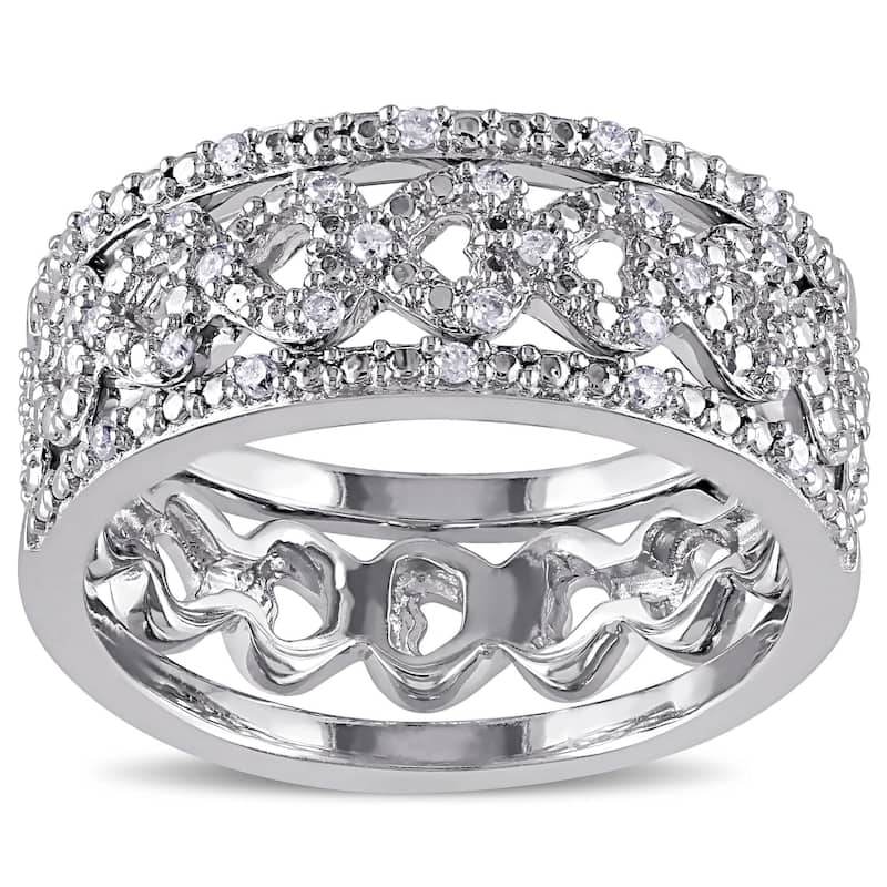 Miadora Sterling Silver 1/8ct TDW Diamond Ring
