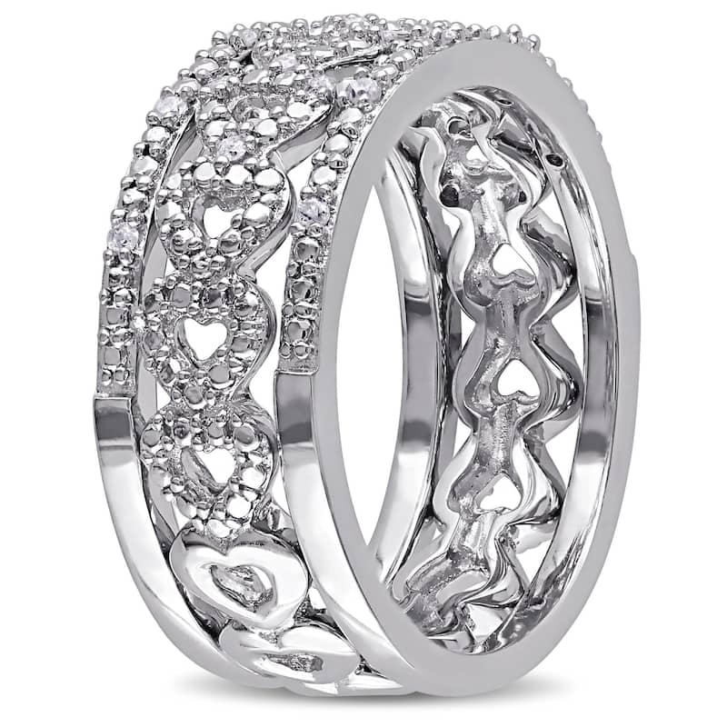 Miadora Sterling Silver 1/8ct TDW Diamond Ring