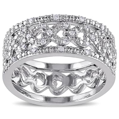 Miadora Sterling Silver 1/8ct TDW Diamond Ring