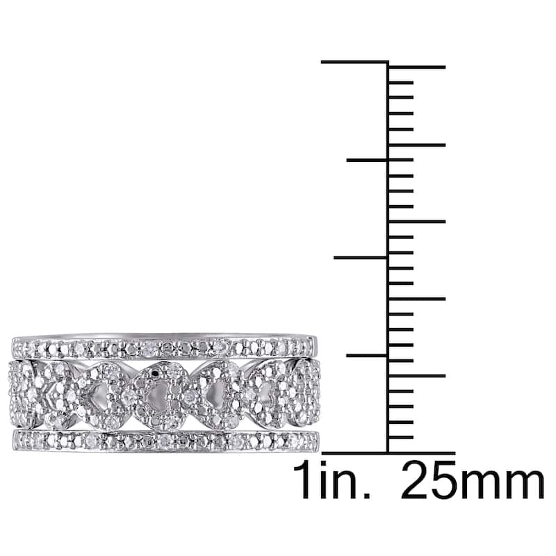 Miadora Sterling Silver 1/8ct TDW Diamond Ring