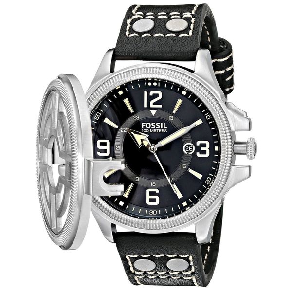 Fossil Mens Recruiter Rotating Shrapnel Guard Black Dial Black