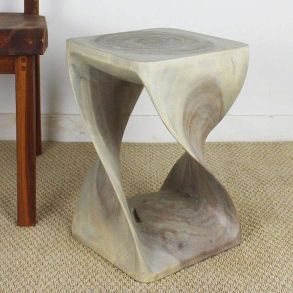 Haussmann® Original Wood Twist Stool 12 X 12 X 18 In High Grey Oil - 12" x 12" x 18"