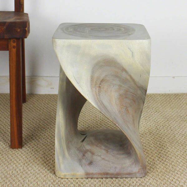 Haussmann® Original Wood Twist Stool 12 X 12 X 18 In High Grey Oil - 12" x 12" x 18"