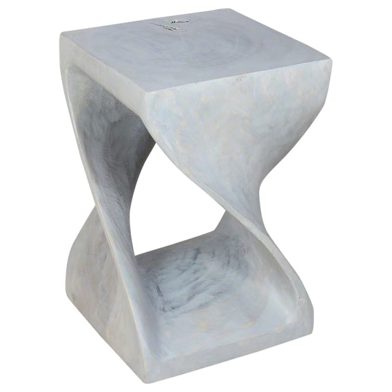 Haussmann® Original Wood Twist Stool 12 X 12 X 18 In High Grey Oil - 12" x 12" x 18"